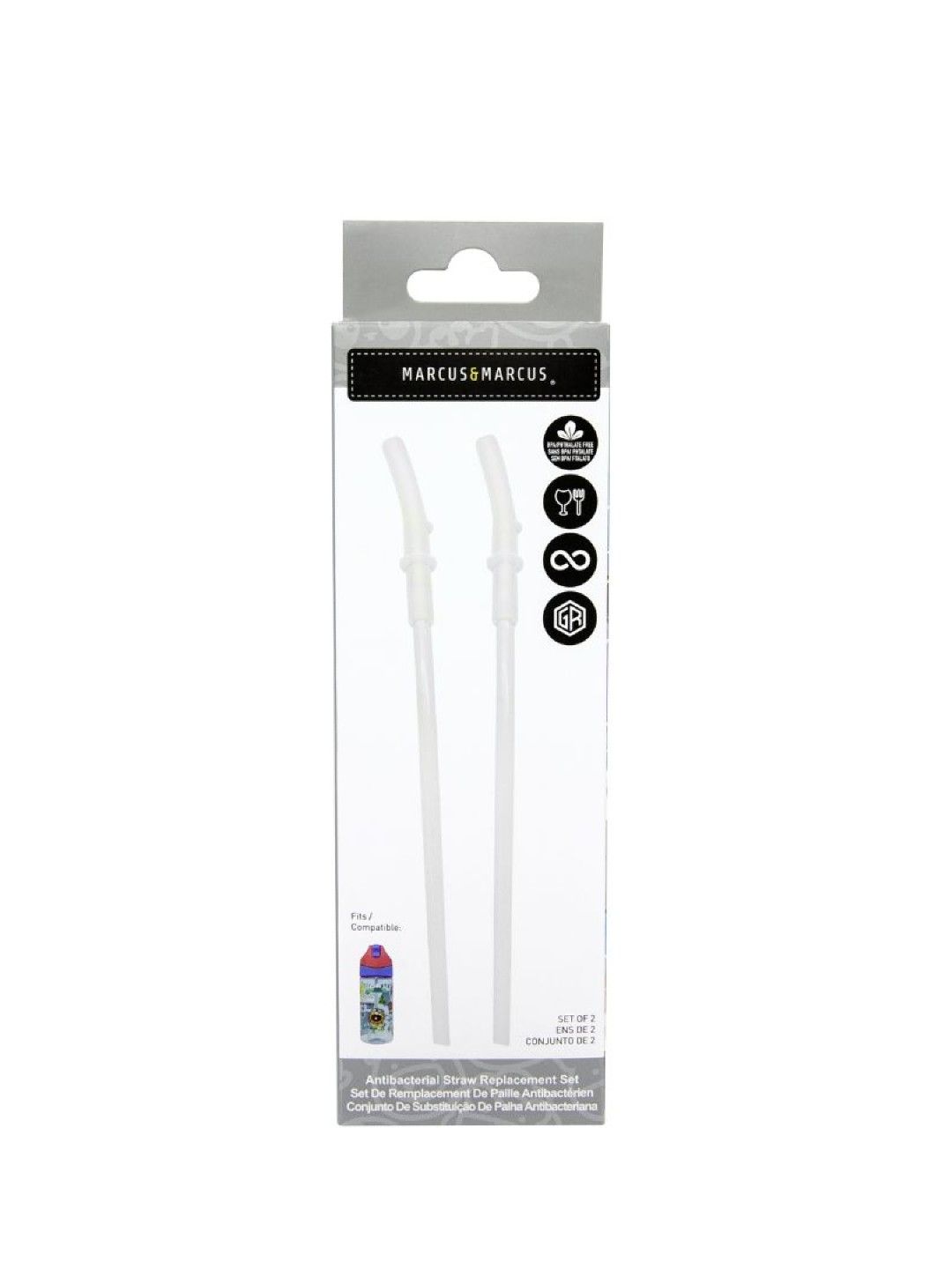 Marcus & Marcus GERMREPEL Tritan Straw Bottle (Replacement Straw Set x 2 pcs pack) (No Color- Image 2)