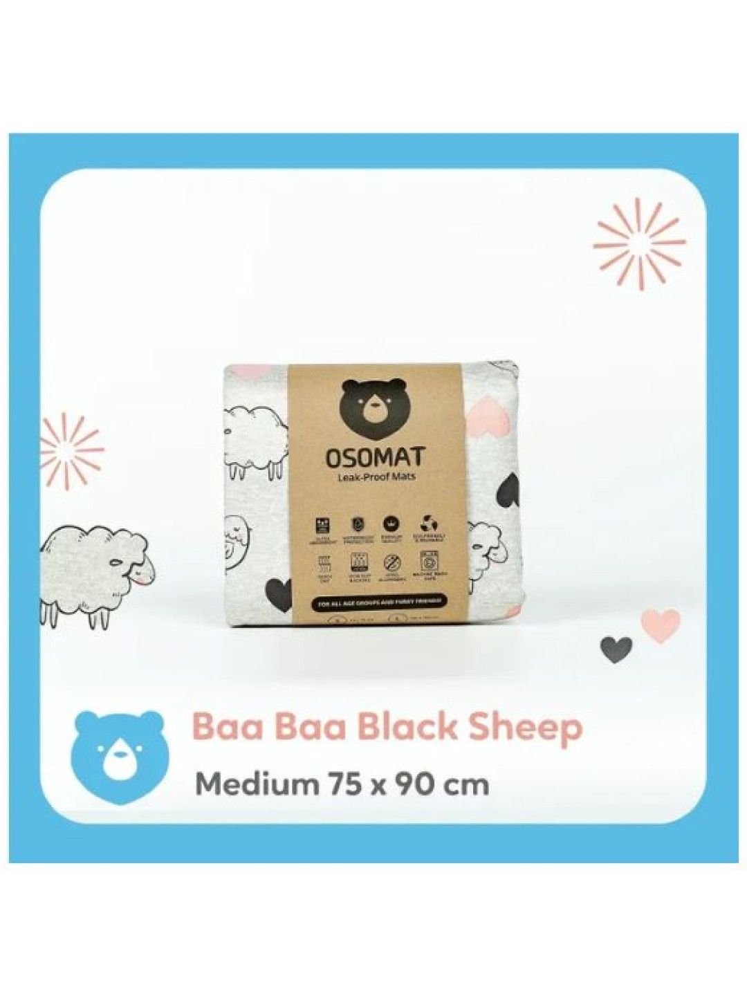 Osomat Leak Proof Mat (Unisex) - Medium (Baa Baa Black Sheep- Image 2)