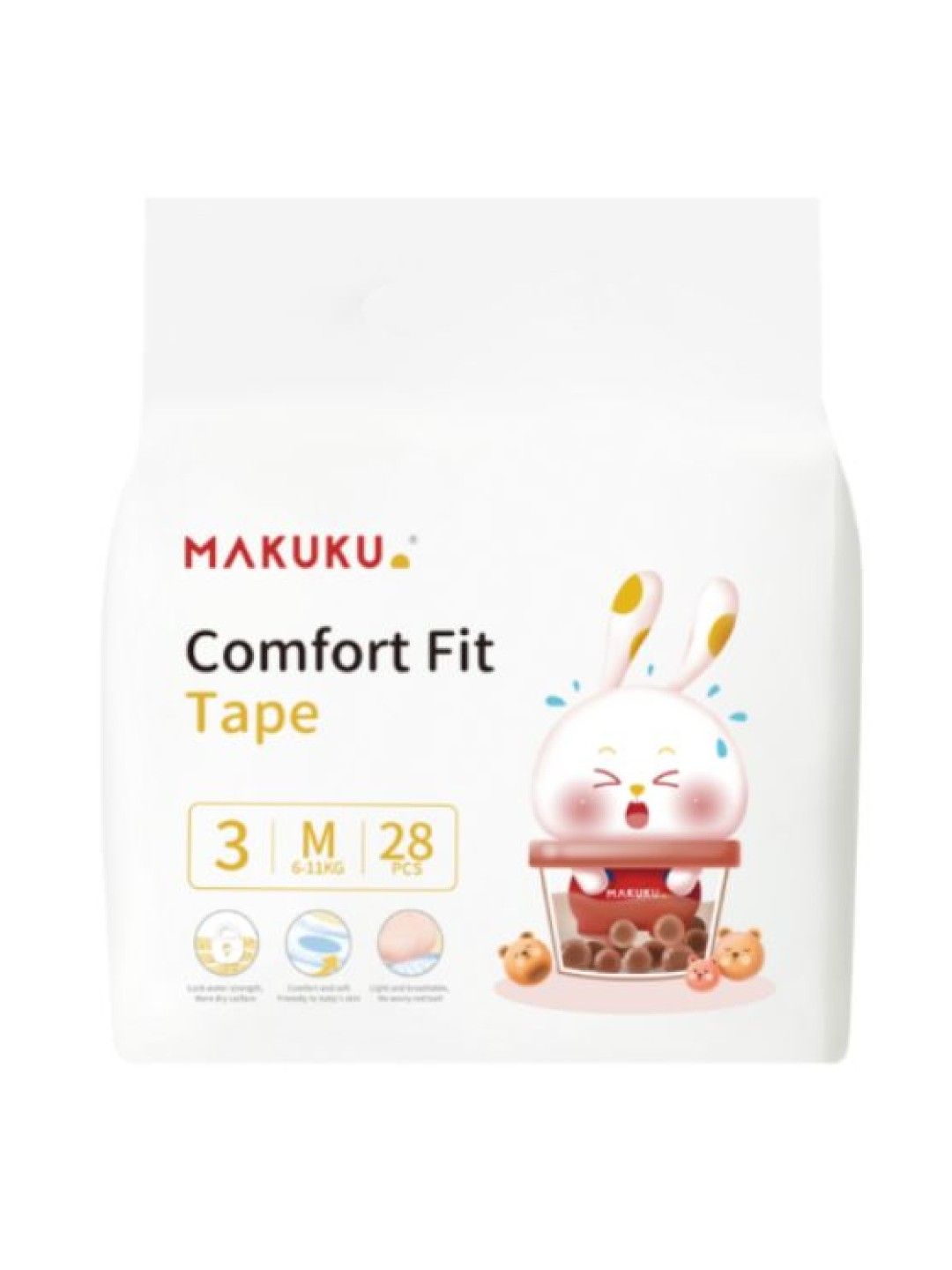 Makuku Baby Soft and Breathable Comfort Fit Diaper Tape, Medium (28s)