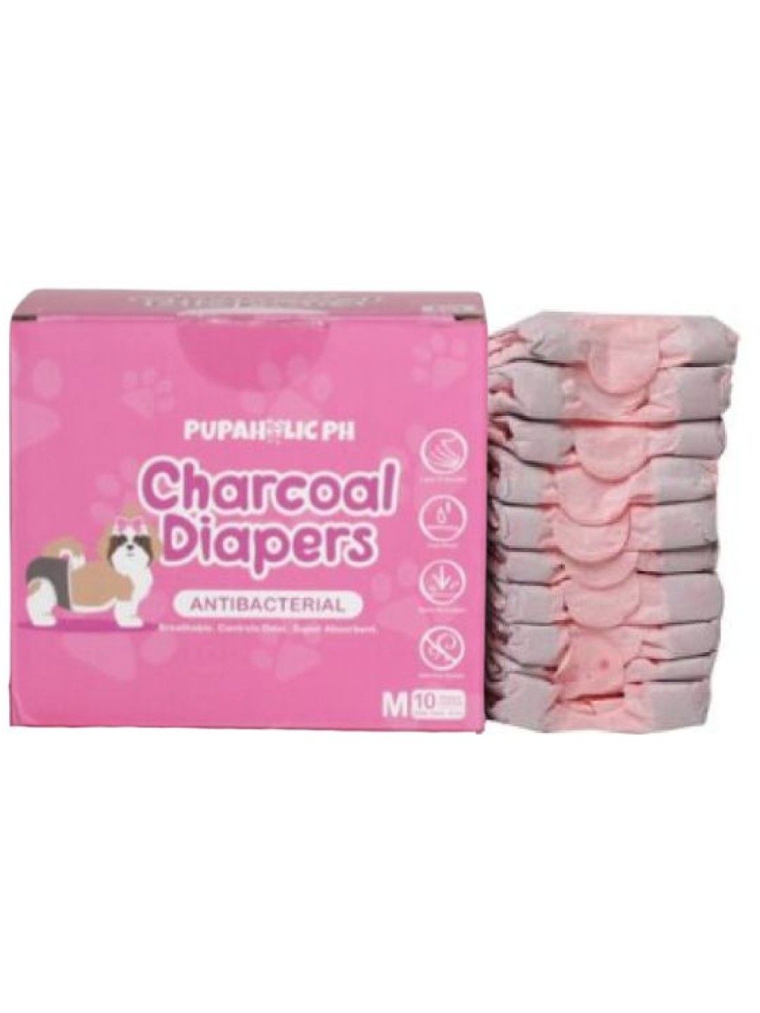 Pupaholic PH 1 Box of Charcoal Diaper 10Pcs/Box (Female) - Medium