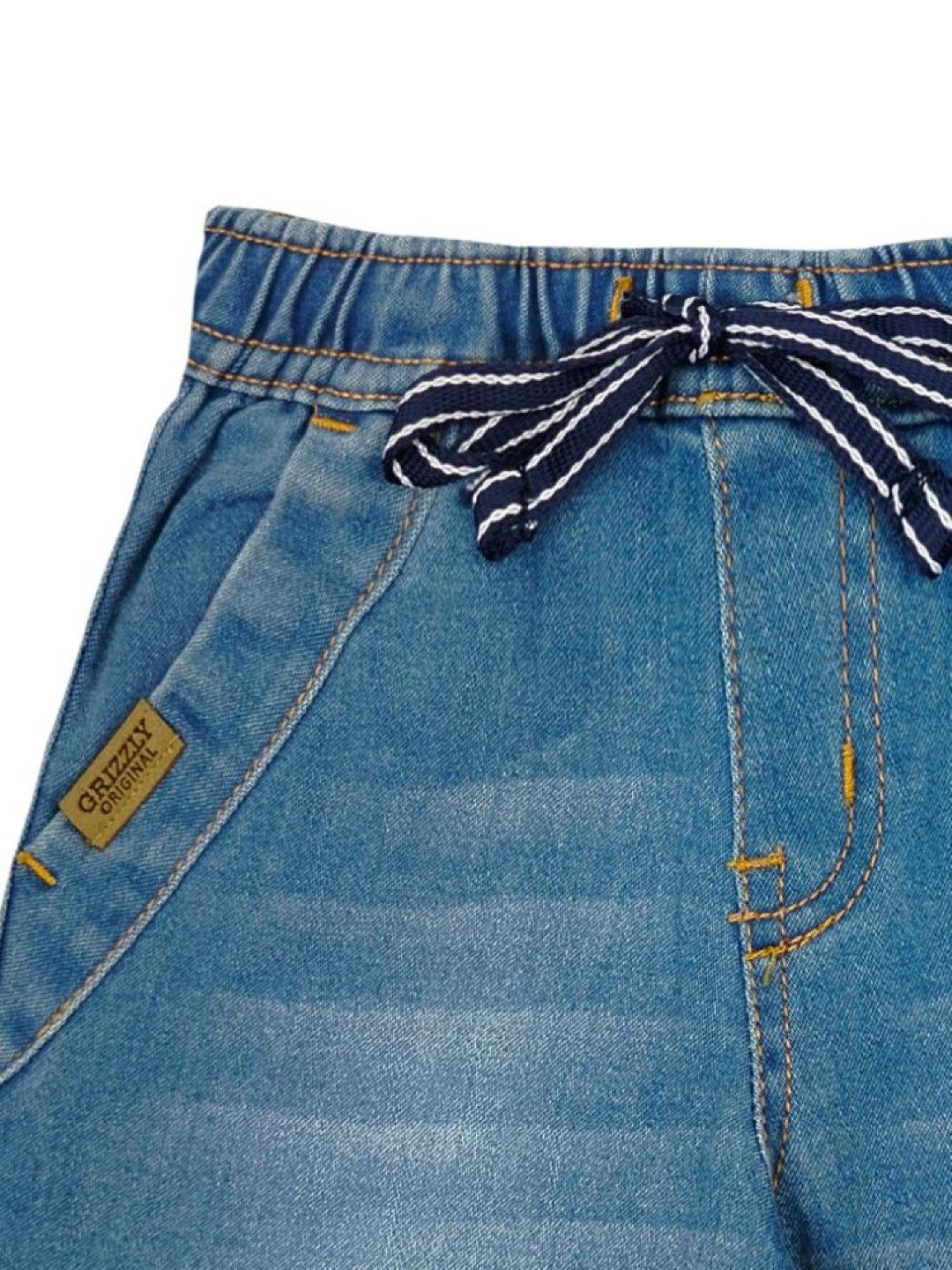 Grizzly Toddler Boys Denim Garterized Short with Pocket (Medium Wash- Image 3)