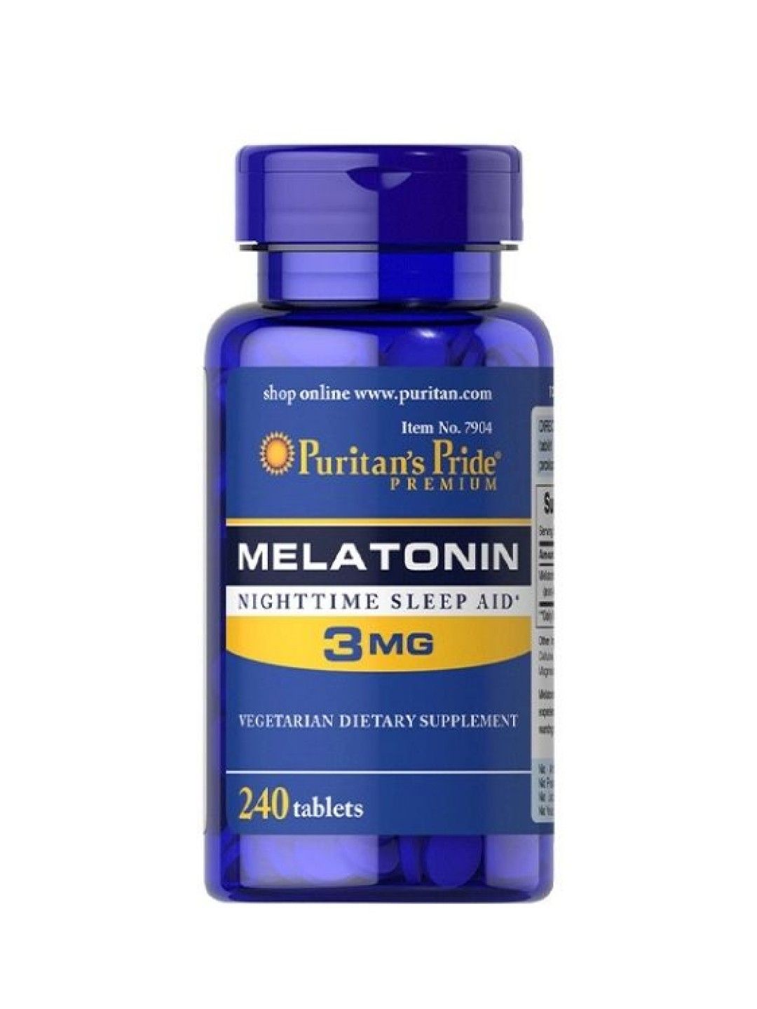 Puritan's Pride Melatonin 3 mg (240 tablets) (No Color- Image 1)