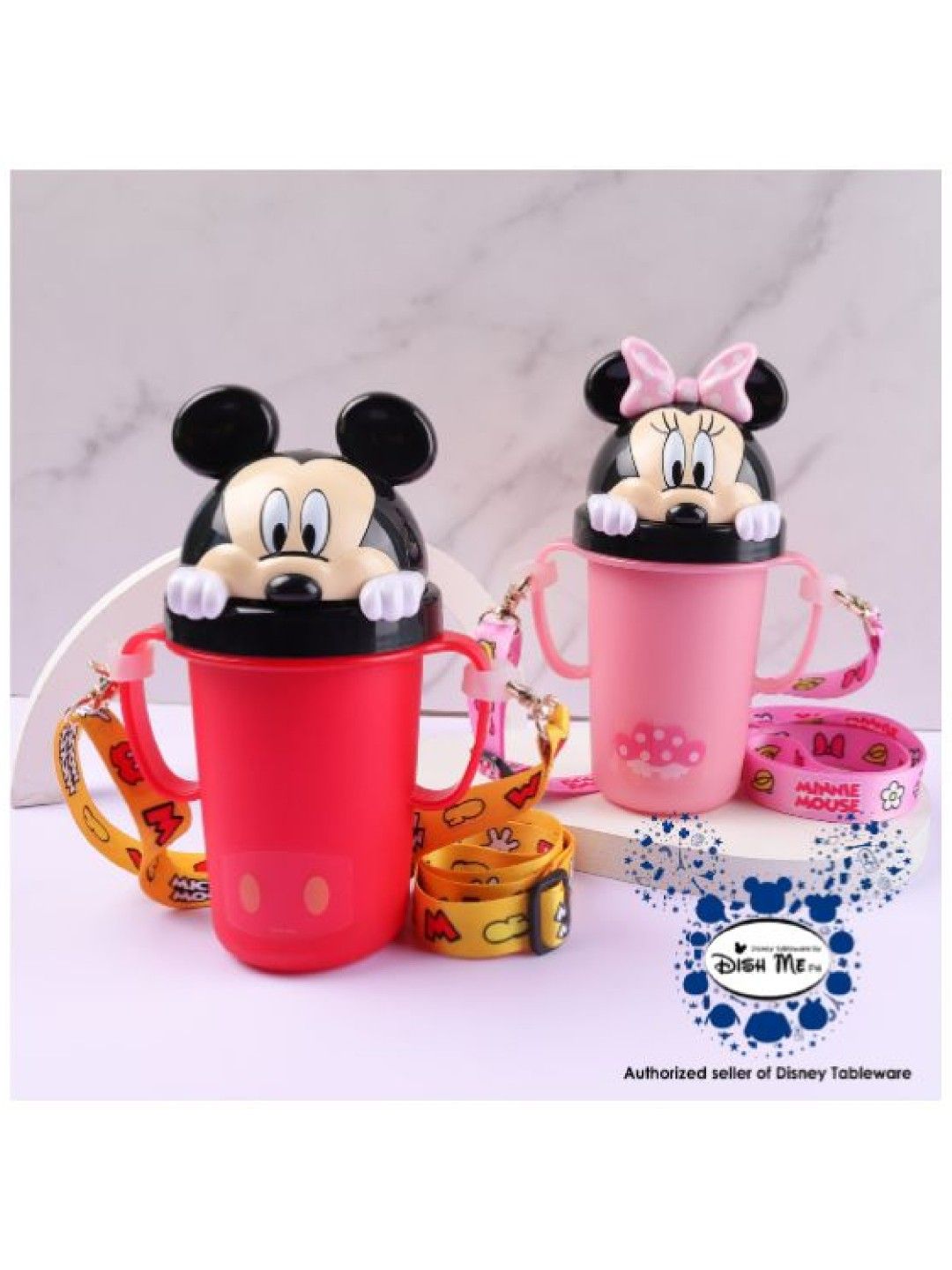 Dish Me PH Disney Mickey Mouse - 3D Stainless Learning Sippy Cup with strap (300ml) (No Color- Image 4)