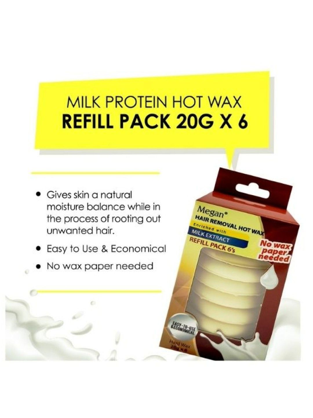Megan Milk Protein Hot Wax Refill Pack 6-Pack (20g) (No Color- Image 3)