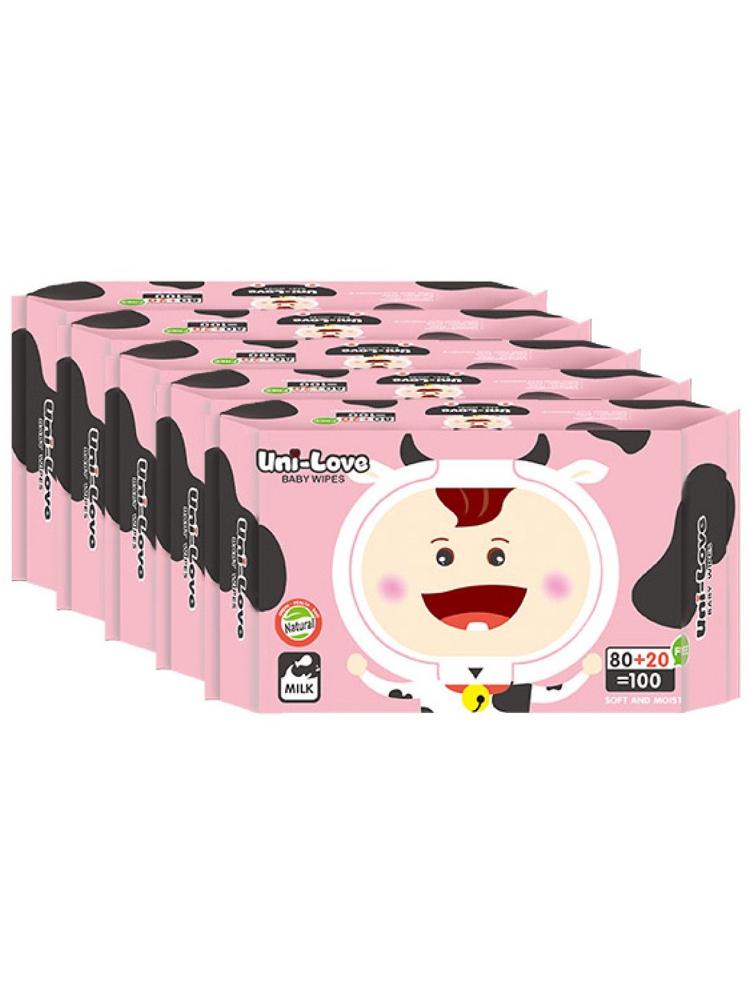 Uni-love Milk Scent Baby Wipes 100's (5-Pack) (No Color- Image 1)