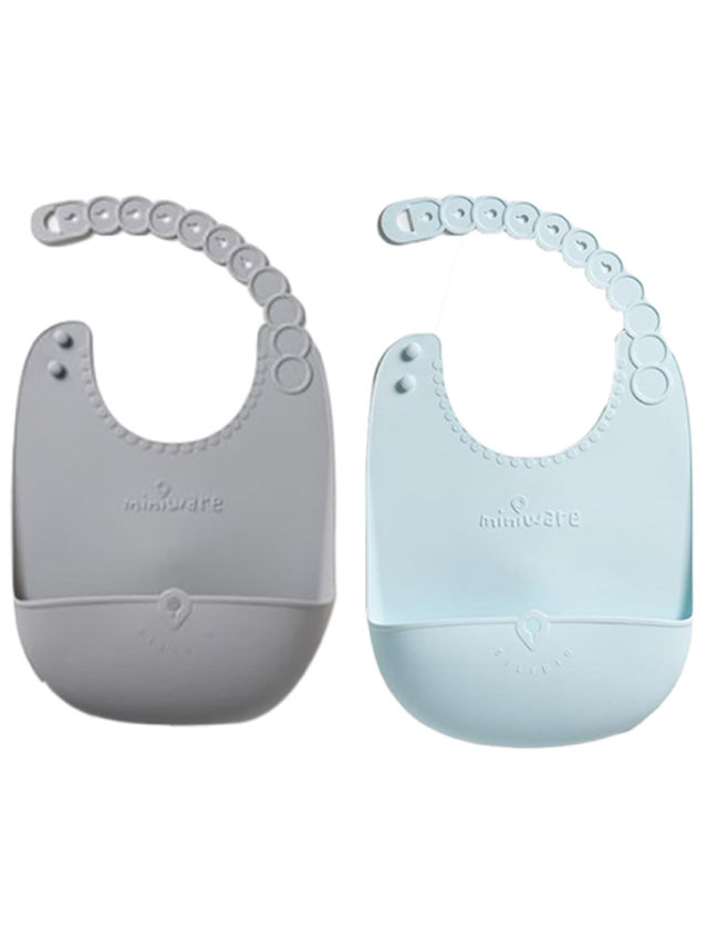 Miniware Roll and Lock Silicone Baby Bib (Pack of 2)