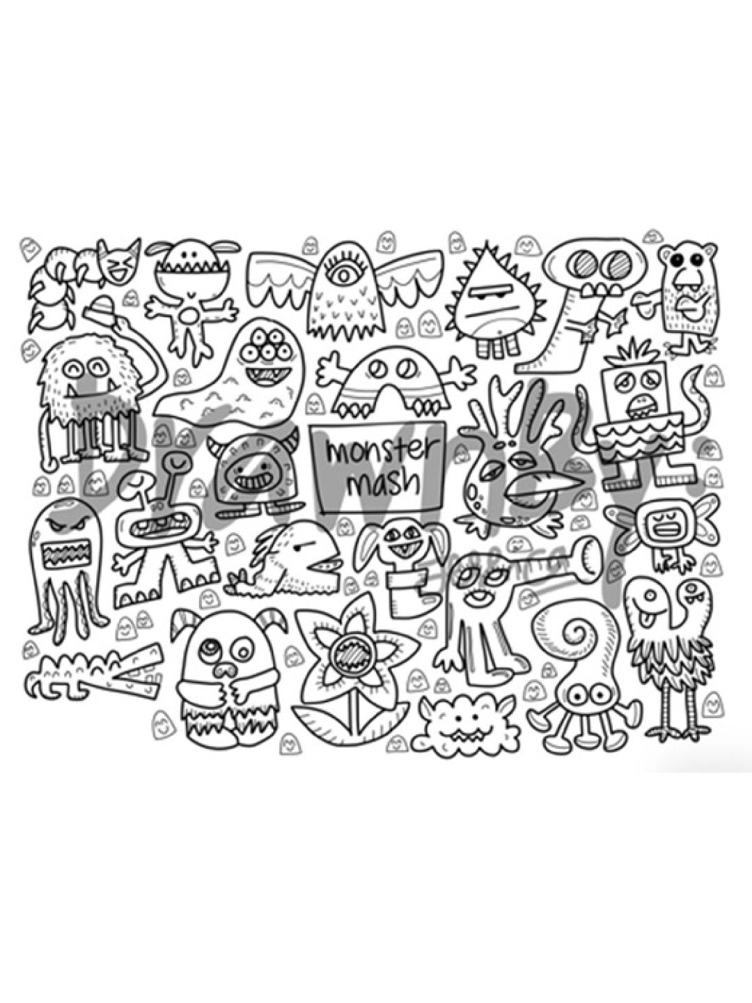 DrawnBy Monster Mash Washable Silicone Coloring Mat with Marker Set (No Color- Image 1)