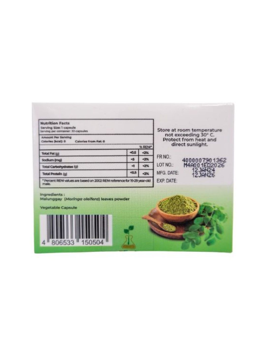 Essen Morinji Malunggay Leaf 500mg Capsule (30s) (No Color- Image 3)