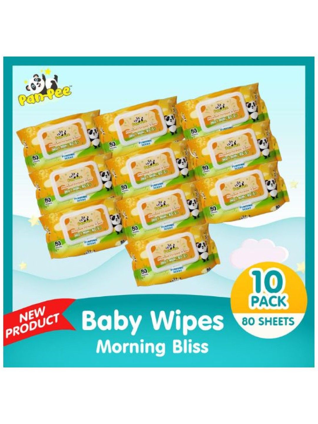 PanPee Premium Perfume Wipes - Morning Bliss (80s) - 10 Pack (No Color- Image 2)