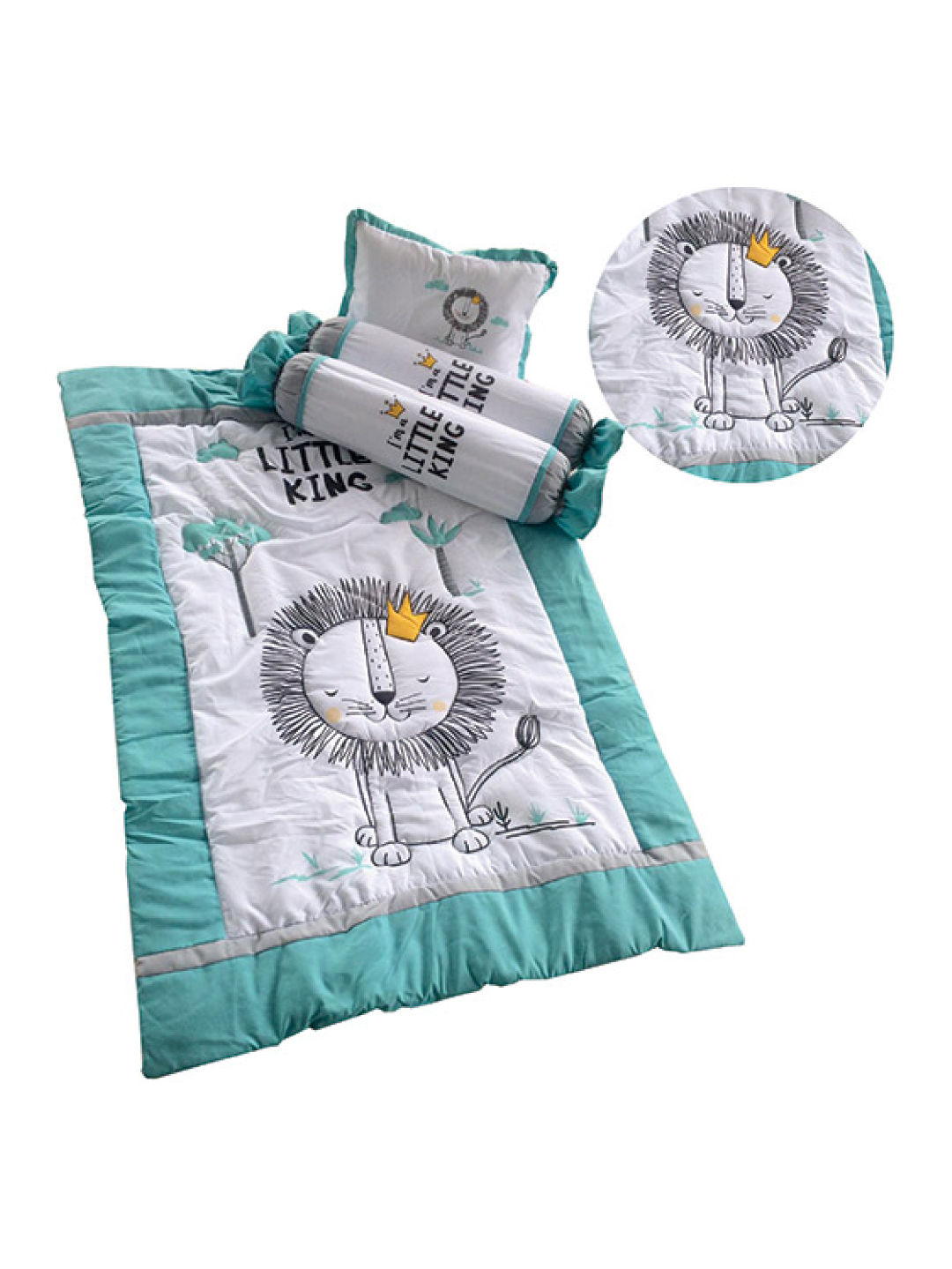 Kozy Blankie My Little King Comforter Set (White and Teal- Image 1)