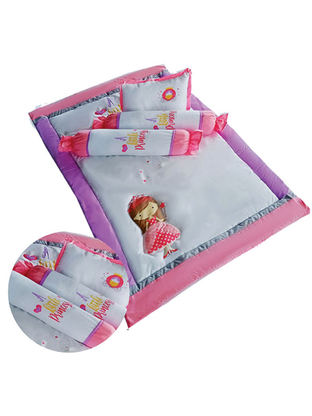 Kozy Blankie My Little Princess Comforter Set (White with Pink and Purple- Image 1)