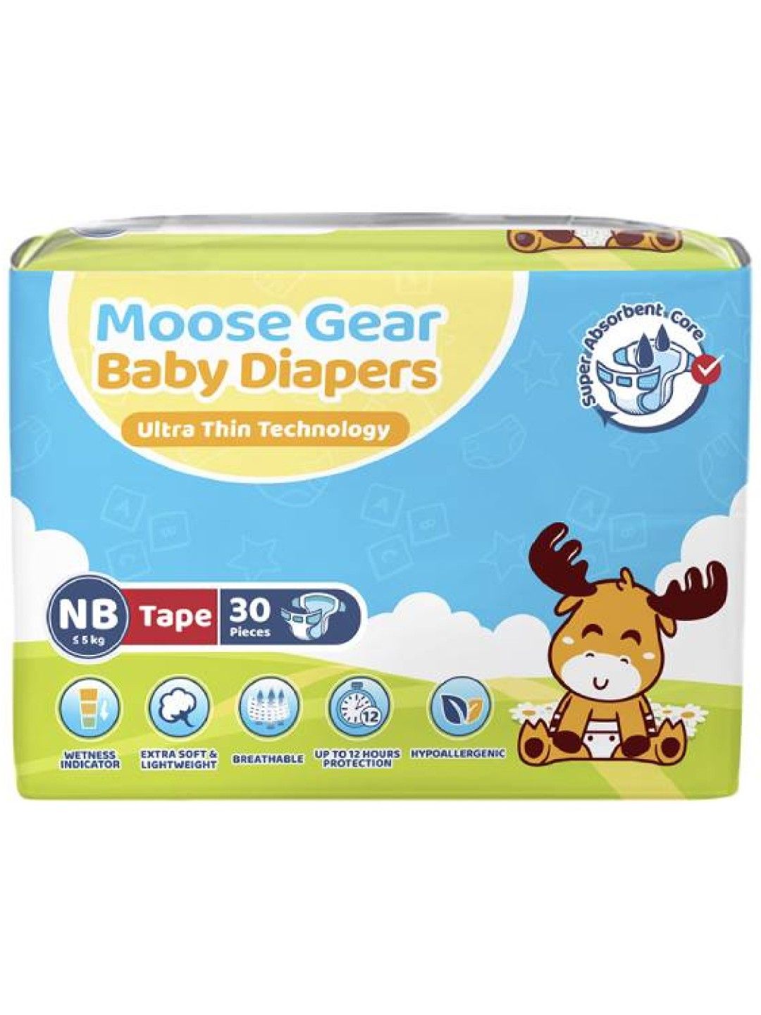 Moose Gear Baby Tape Diapers Newborn (30 pcs) (No Color- Image 1)