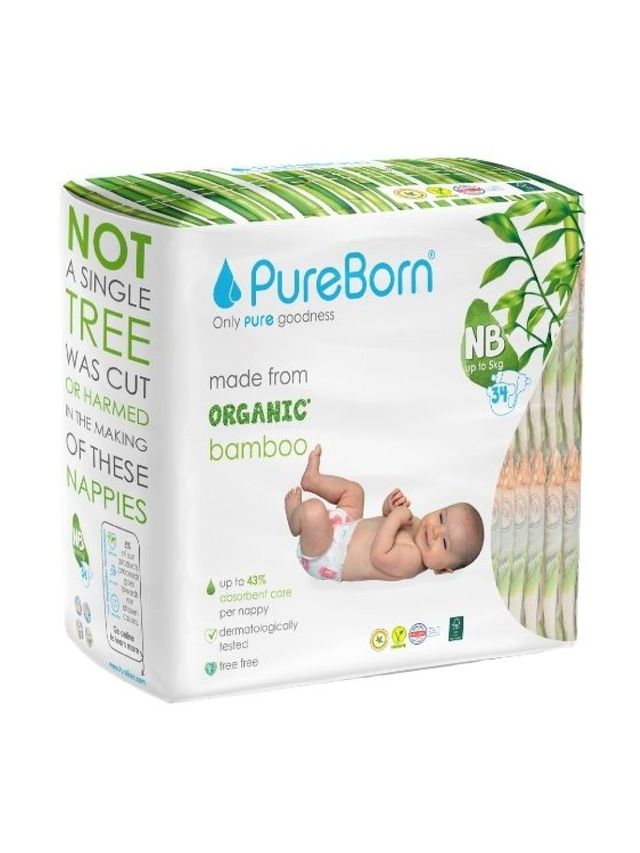 PureBorn Organic Bamboo Tape Diaper in Pineapple - Newborn (34 pcs)