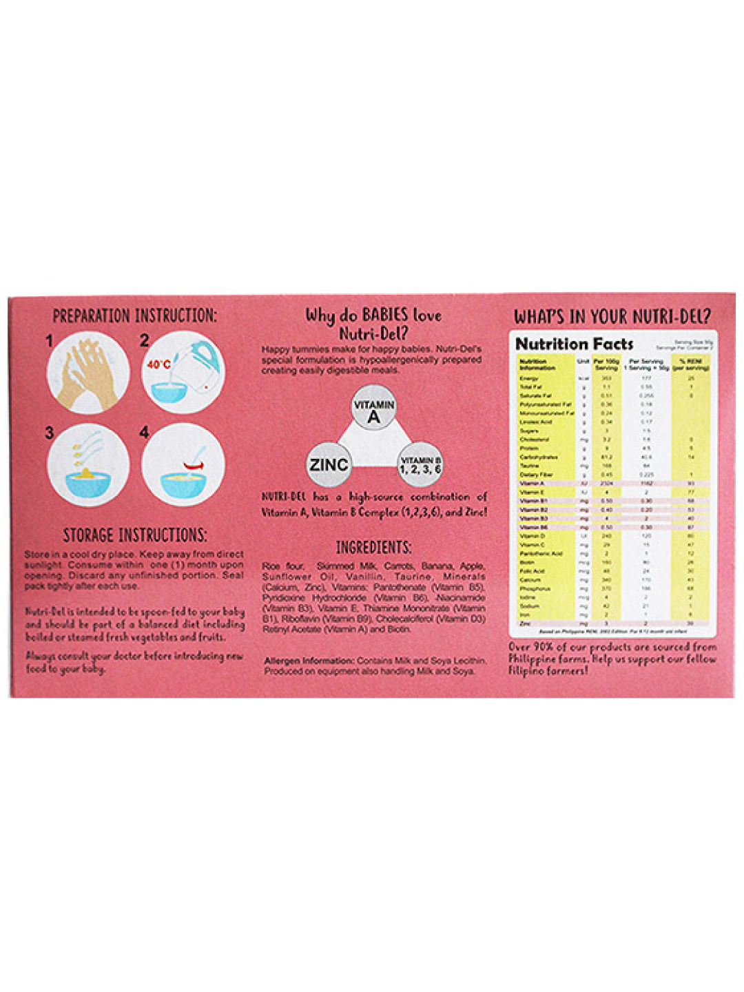 Nutridel Baby Food Apple Banana Carrots Infant Cereal 120g (3-Pack) (No Color- Image 2)