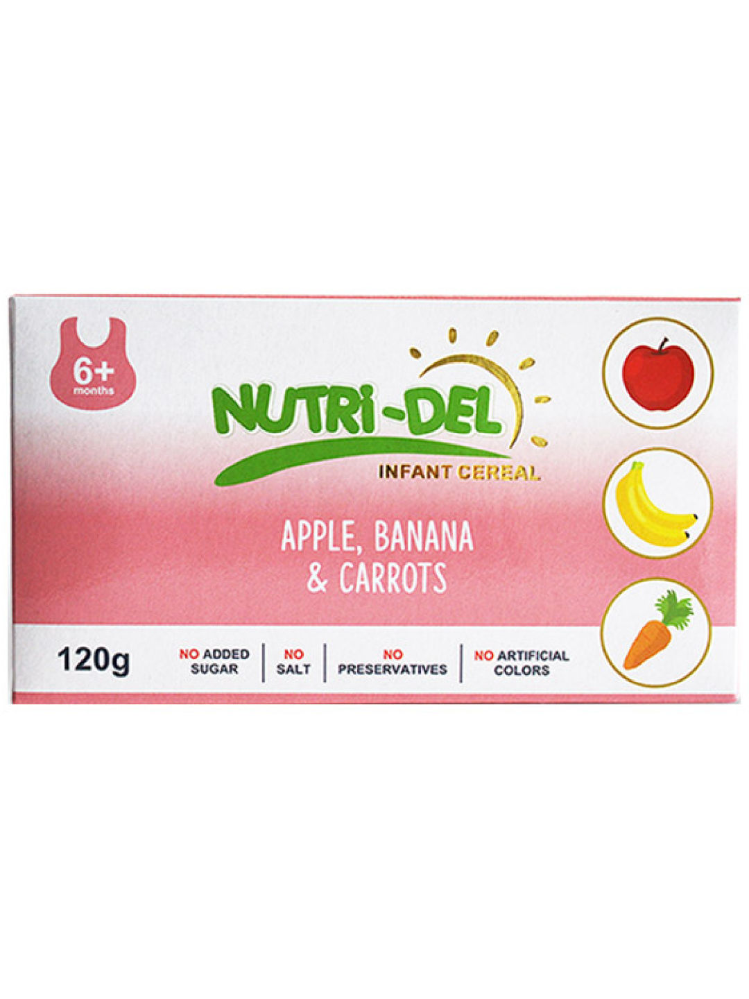 Nutridel Baby Food Apple Banana Carrots Infant Cereal 120g (3-Pack) (No Color- Image 1)