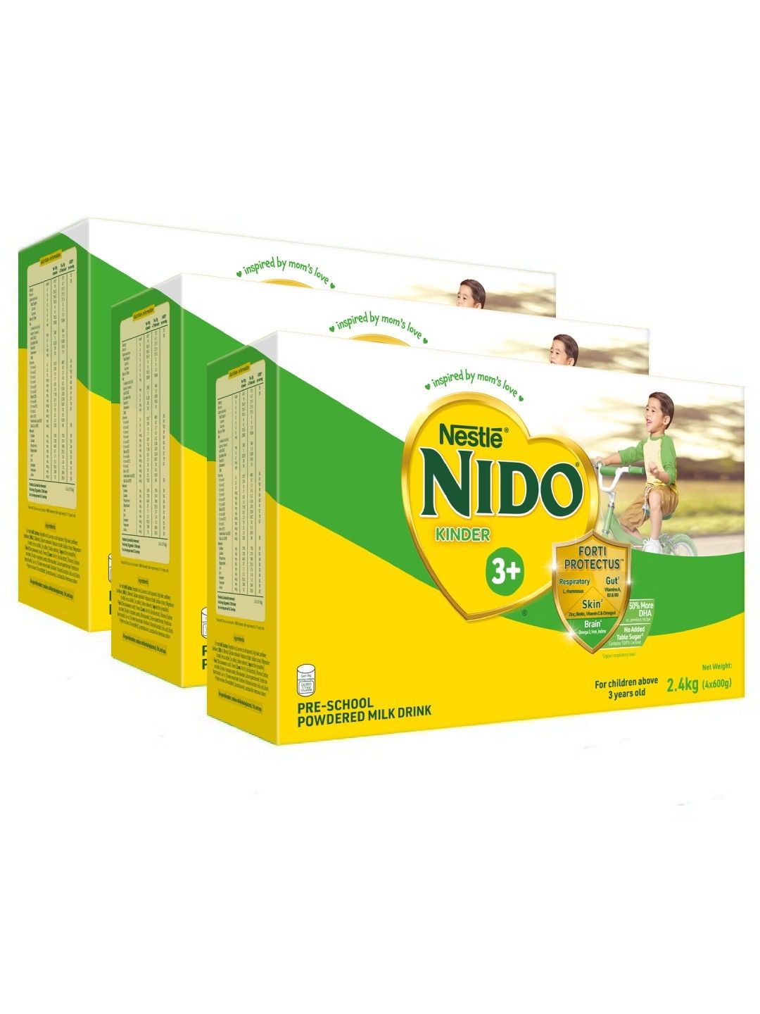 Nido 3+ Powdered Milk Drink For Pre-Schoolers Above 3 Years Old (2.4kg) - Bundle of 3