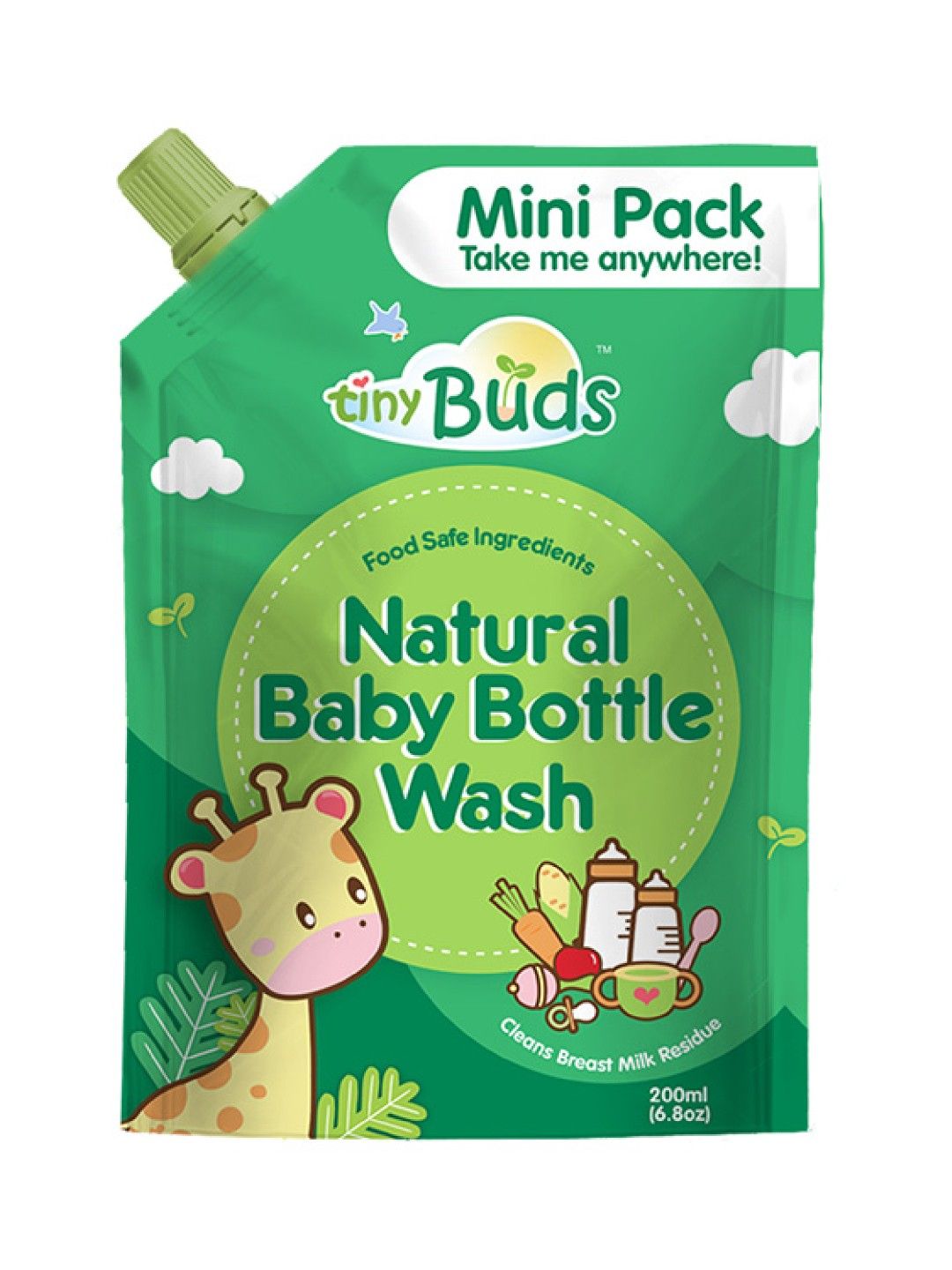 Tiny Buds Natural Baby Bottle Wash Travel Size (200ml) [Expiry: Apr 2025] (No Color- Image 1)