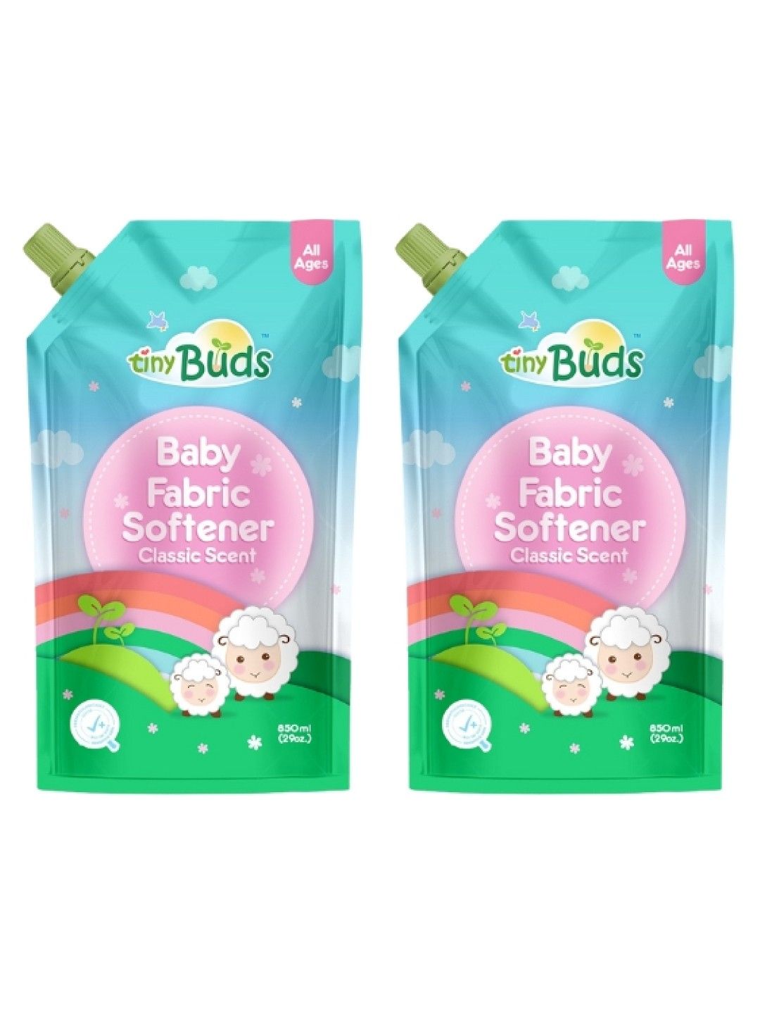 Tiny Buds Natural Fabric Softener for Babies Pouch (850ml) (Bundle of 2)