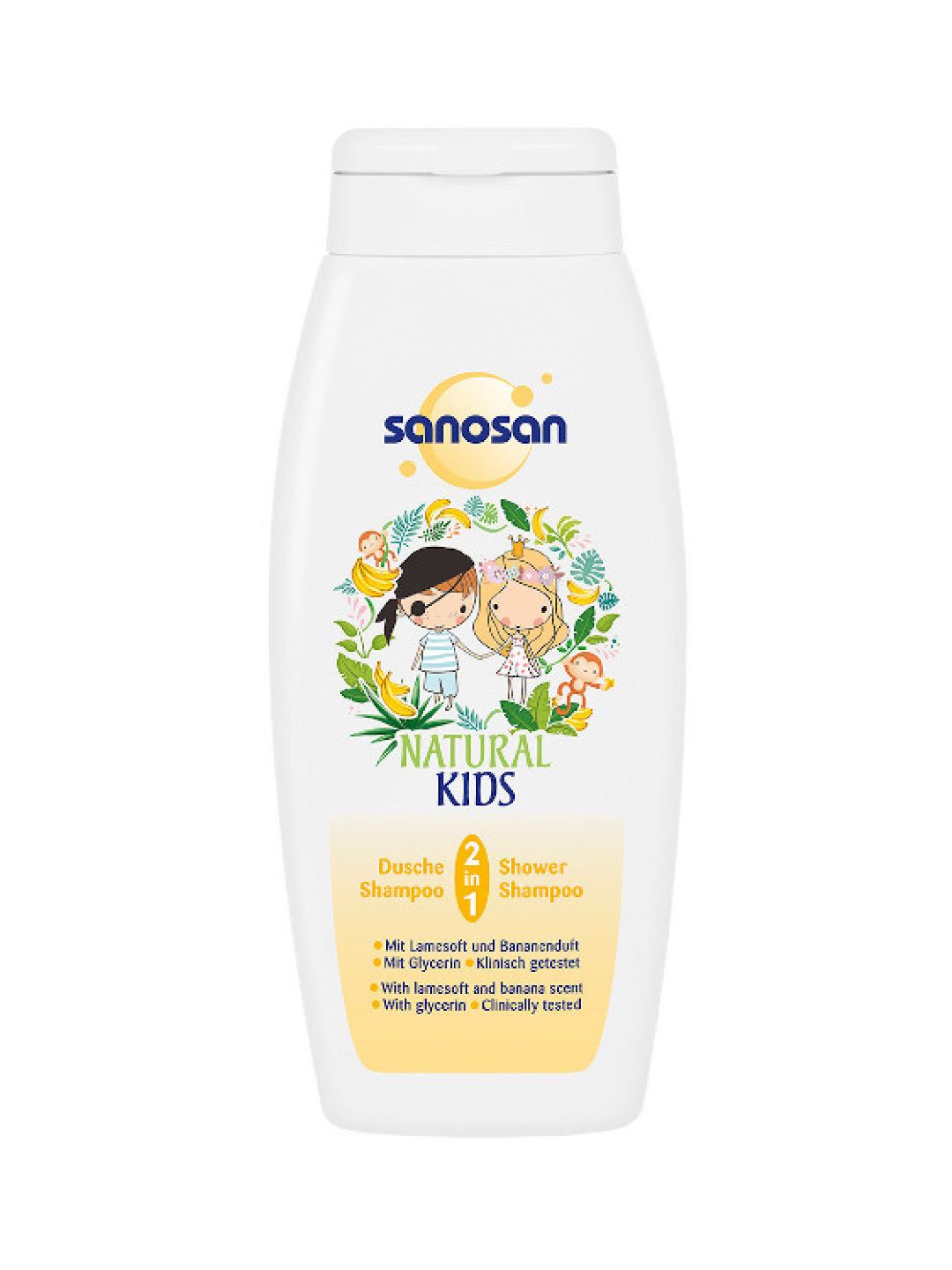 Sanosan Natural Kids 2 in 1 Shower & Shampoo - Banana (250ml) (No Color- Image 1)