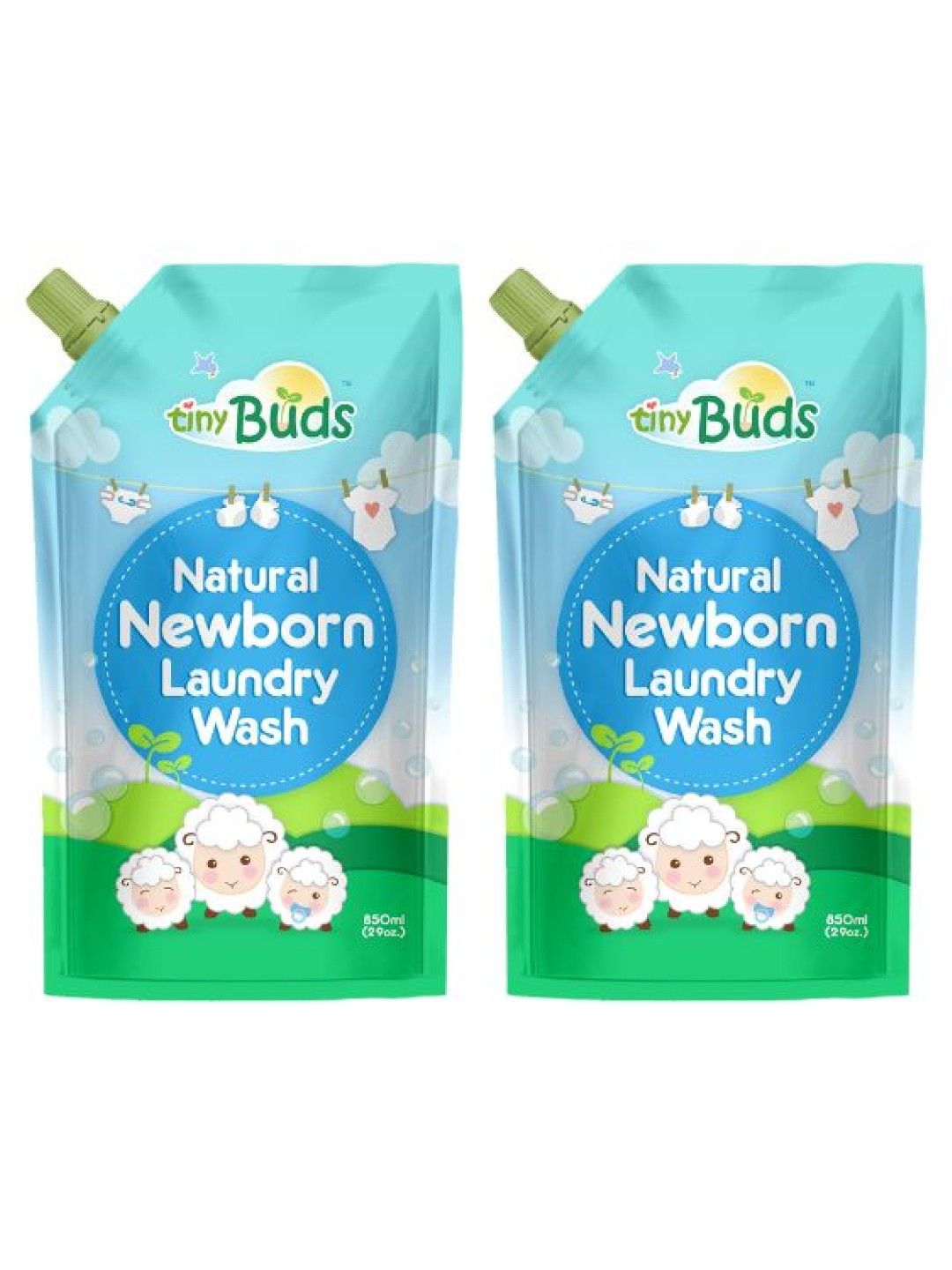 Tiny Buds Natural Newborn Liquid Laundry Wash for Babies Pouch (850ml) x 2