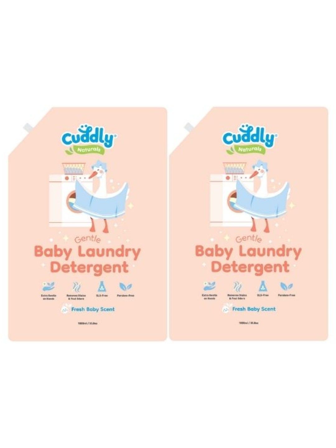 Cuddly Naturals Baby Laundry Detergent - Fresh Baby Scent 1L (2-Pack) (No Color- Image 1)