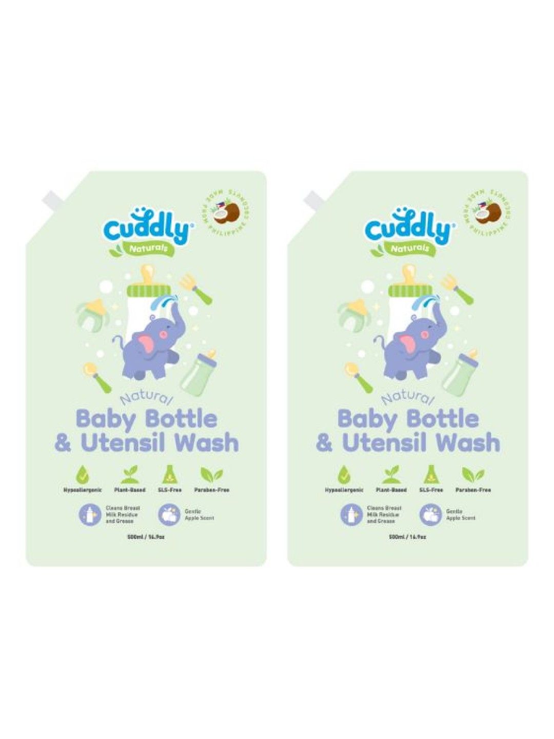 Cuddly Naturals Food-Safe Baby Bottle Wash 2-Pack (500ml)