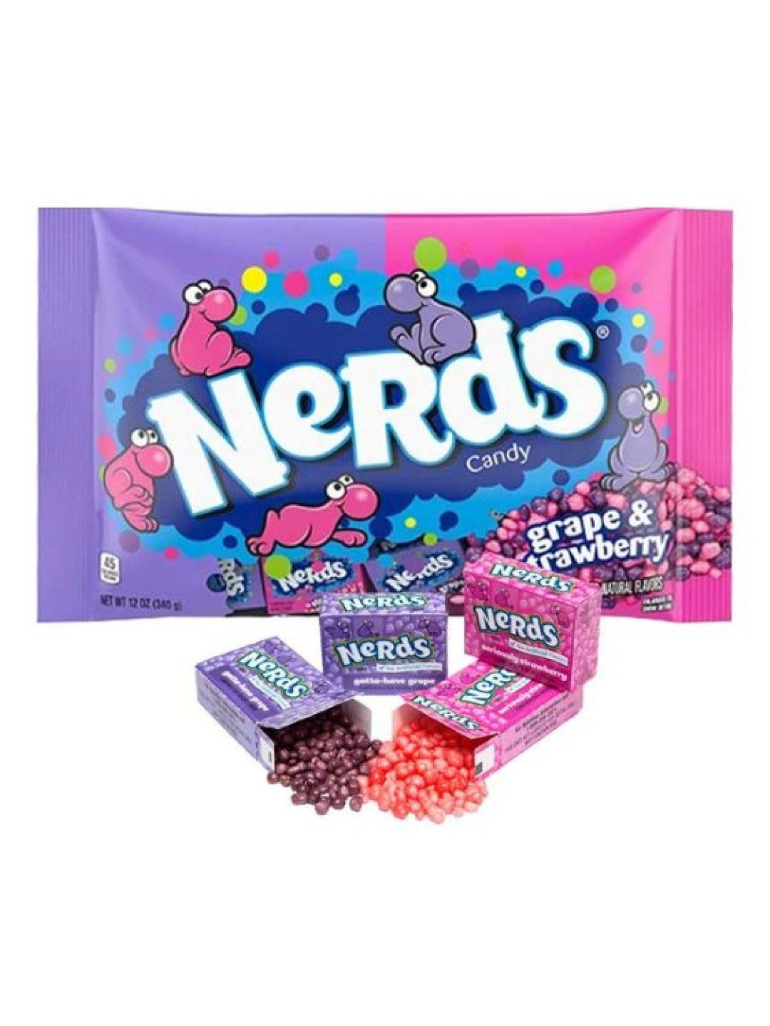 Wonka Nerds Grape Strawberry Laydown Bag 12oz/340.1g