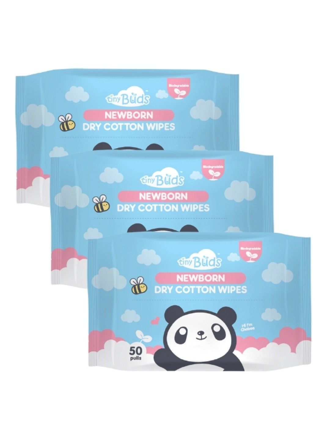 Tiny Buds Newborn Dry Cotton Wipes (50 Pulls) (Bundle of 3)