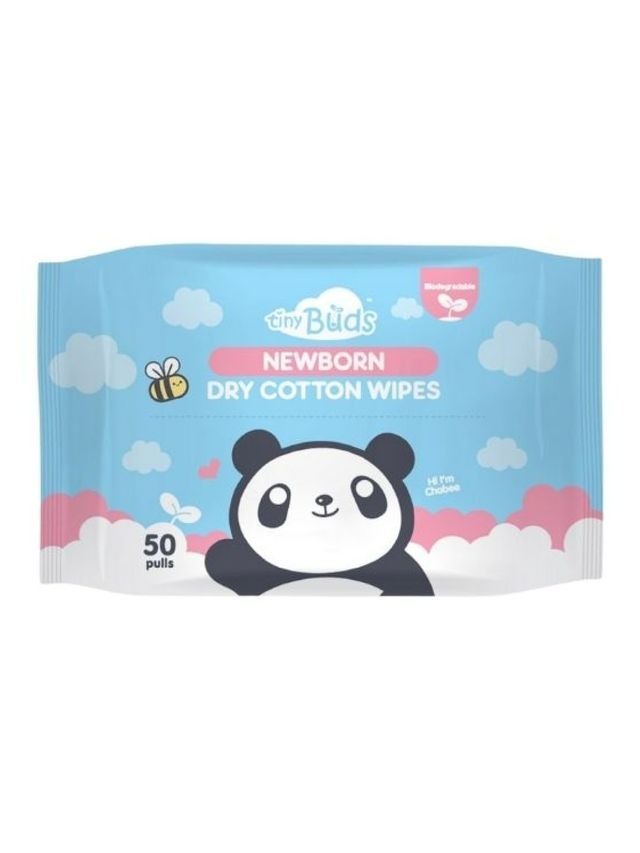 Tiny Buds Newborn Dry Cotton Wipes (50 Pulls)