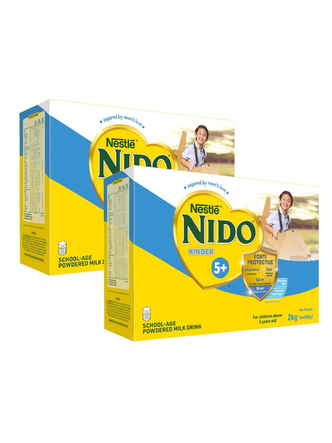 Nido 5+ Powdered Milk Drink For School Age Children Above 5 Years Old 2kg - Bundle of 2 (No Color- Image 1)