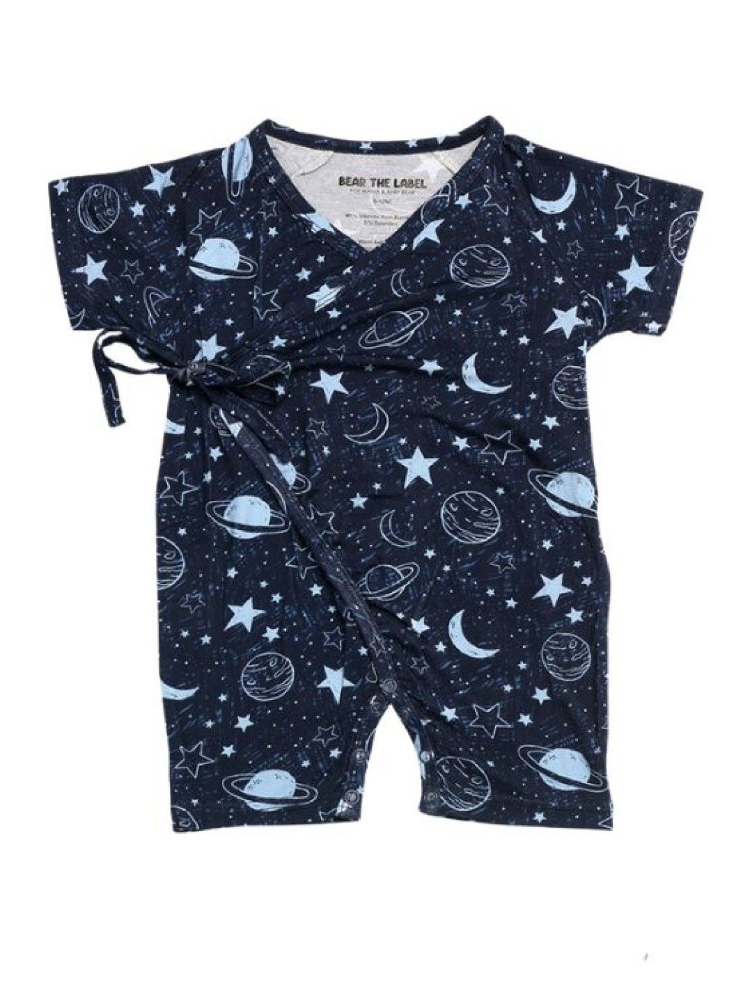 Bear The Label Frankie Bamboo Baby Kimono Romper In Night Sky