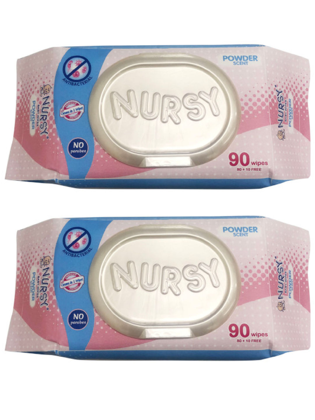 Nursy Wipes Nursy Baby Wipes in Powder Scent 2-Pack (180 pcs) (No Color- Image 1)
