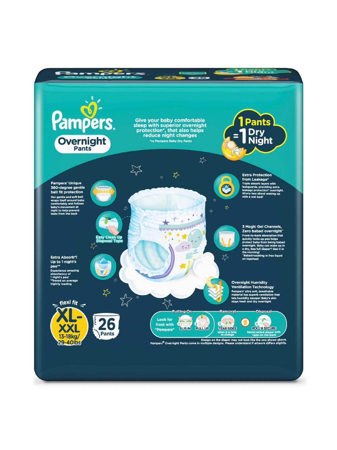 Pampers Overnight Pants XL 26s x 1 pack (26 pcs) (No Color- Image 2)