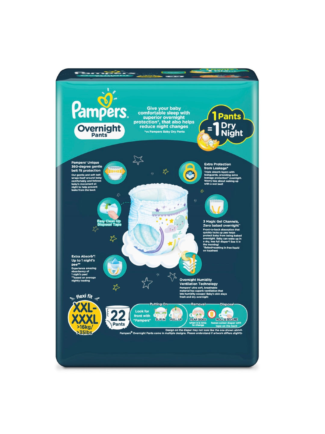 Pampers Overnight Pants XXL 22s x 1 pack (22 pcs) (No Color- Image 2)