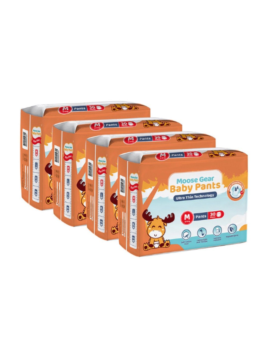 Moose Gear Baby Pants Diapers Medium - 4 packs (120 pcs) (No Color- Image 1)