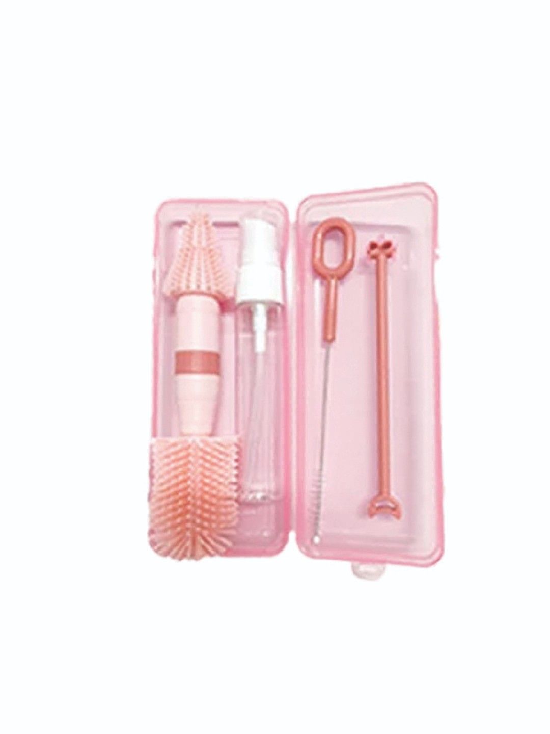 BabyPro Portable Mini Travel Bottle Wash/Cleaner Set With Storage Box (Pink- Image 1)