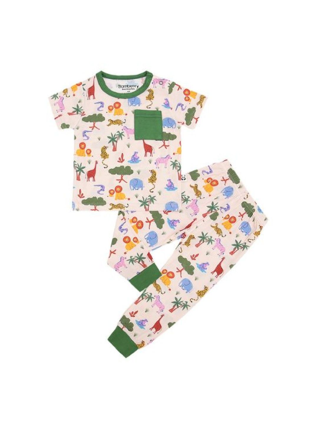 Bamberry Baby Short Sleeves Pajama Set- Safari Collection (Jungle- Image 1)