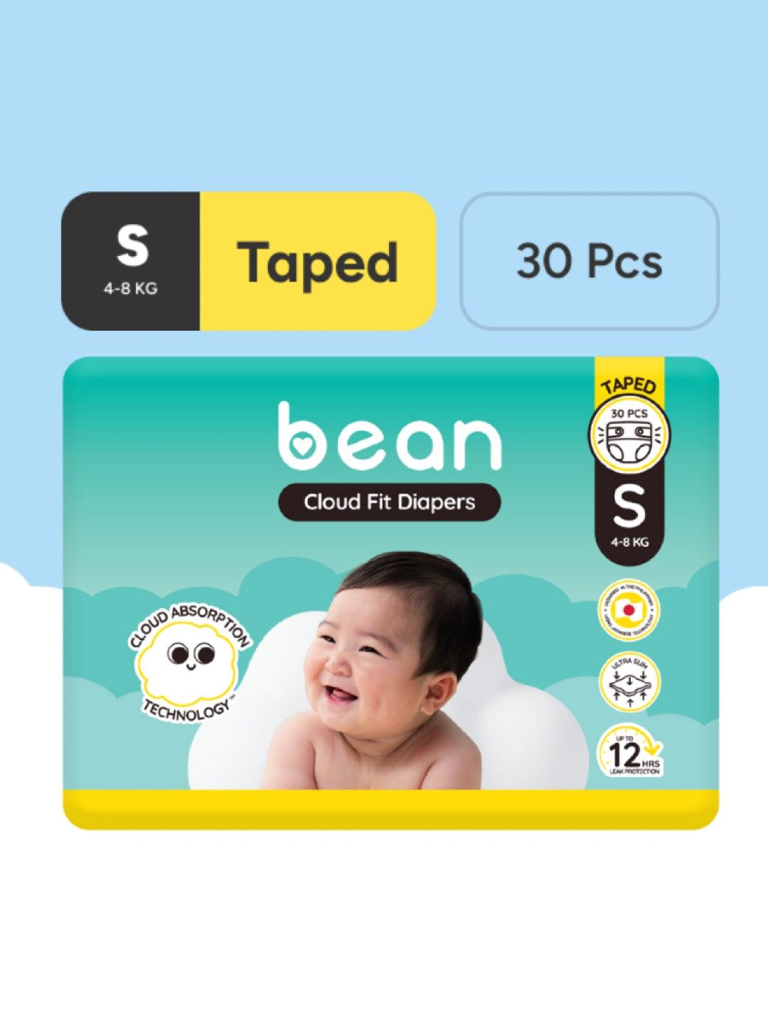 bean Cloud Fit Diapers Small (30s)