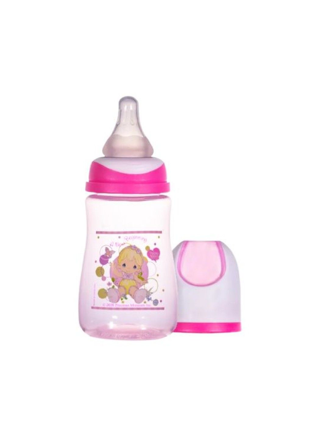 Precious Moments Easy Grip Feeding Bottle with Medium Flow Silicone Nipple Set of 3 (4oz) (Pink- Image 2)