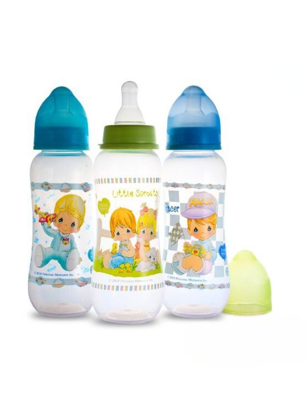 Precious Moments Clear Feeding Bottles Set of 3 (9oz) (Blue- Image 1)