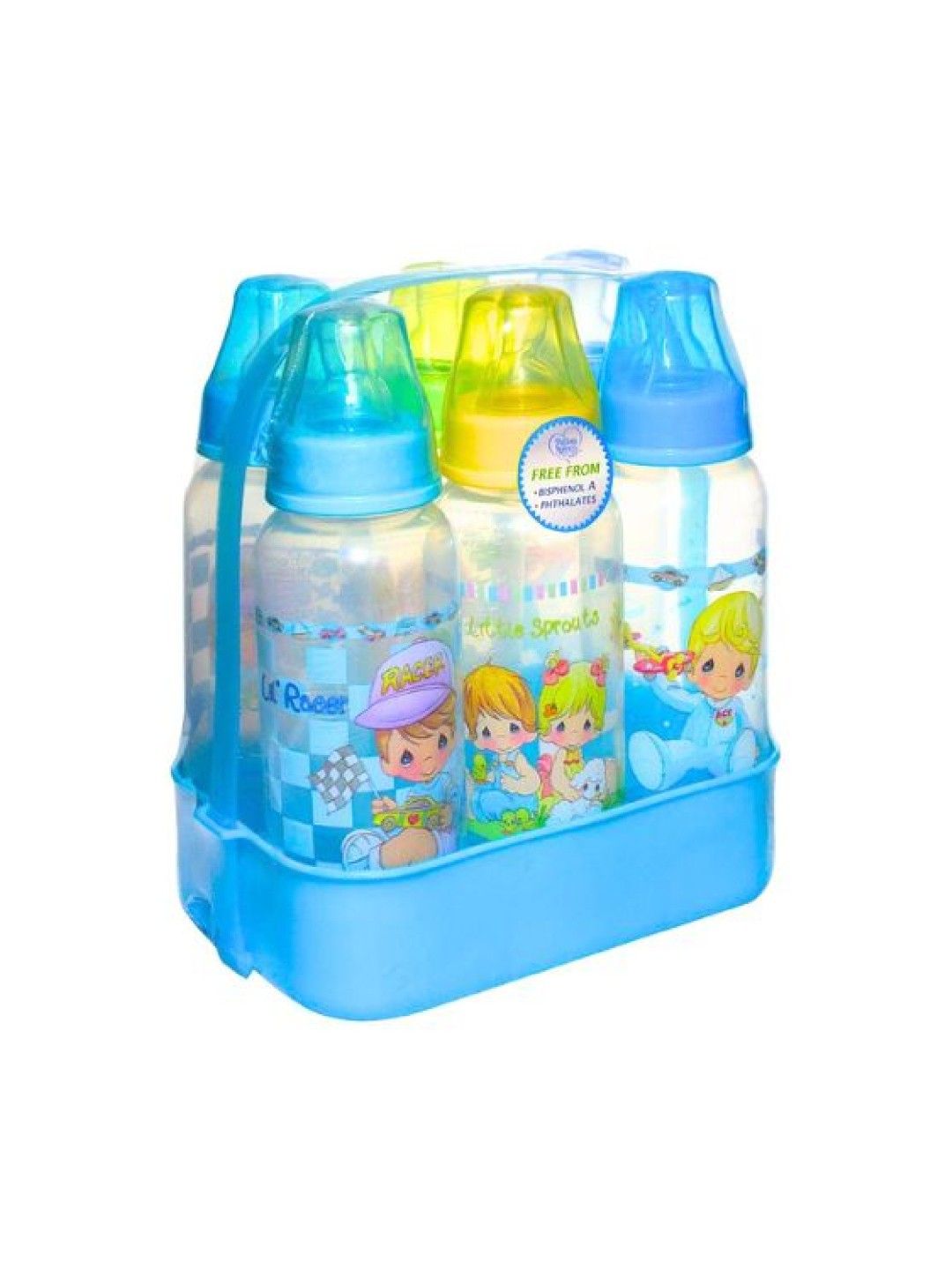 Precious Moments Feeding Bottles with Caddy 6 pcs. (8oz) (Blue- Image 2)