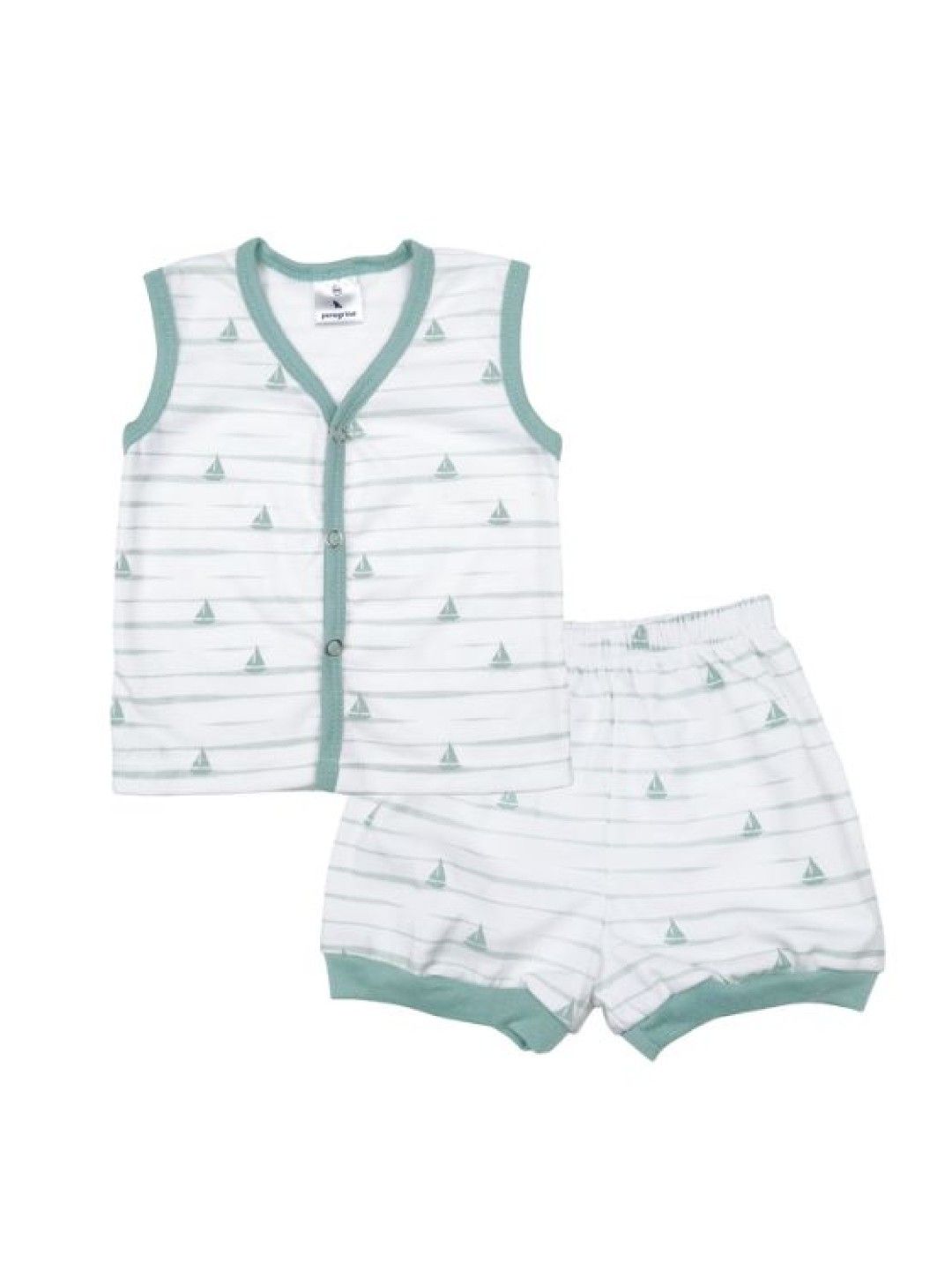 Peregrine Buttoned Top and Shorts Terno Set - Bains de Soleil Collection (for Newborns) (No Color- Image 1)