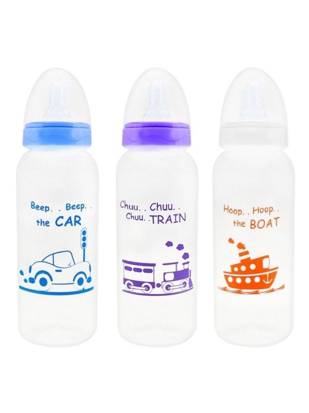 Mimiflo PP Travel Fun Collection 9oz. (Set of 3) (Beep The Car (Blue)/Chuu Chuu Train (Violet)/Hoop The Boat (White)- Image 1)