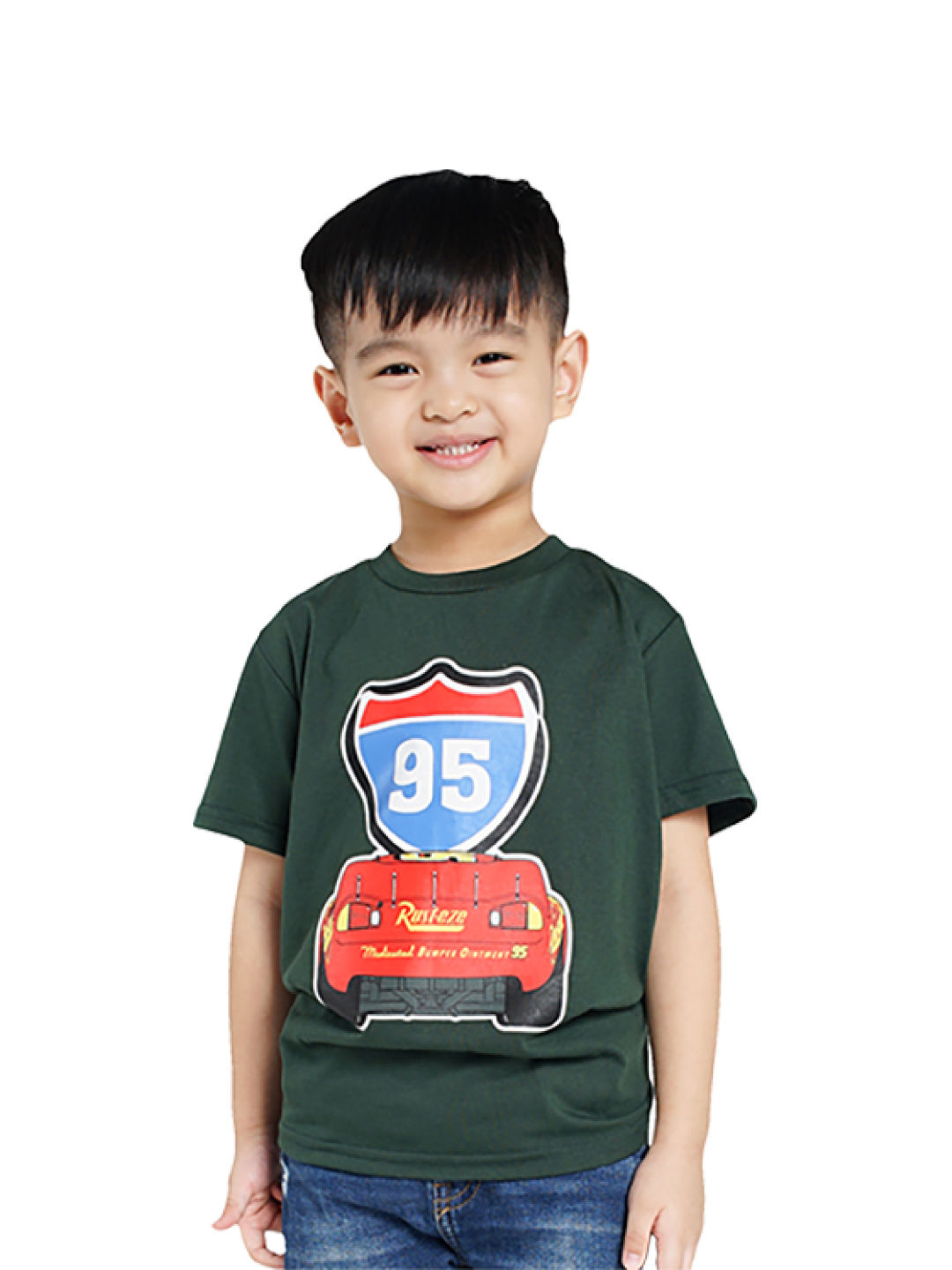 INSPI Disney Cars Mc Queen 95 Tshirt (Moss Green- Image 2)