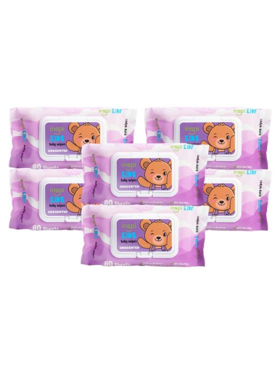 INSPI Kids Baby Wipes Unscented 80s (6-pack)