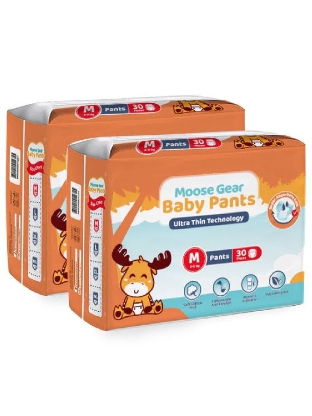Moose Gear Baby Pants Diapers Medium 2-Pack (60 pcs) (No Color- Image 1)