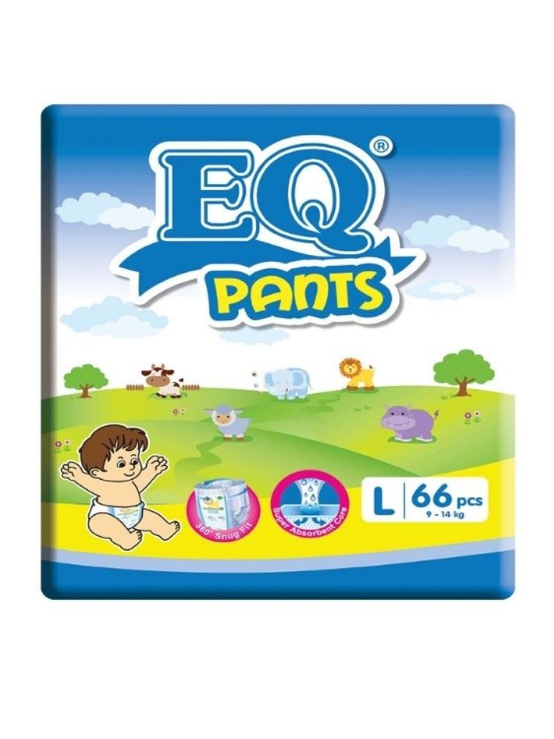 EQ Diapers and Wipes Pants Mega Pack Large (66 pcs)