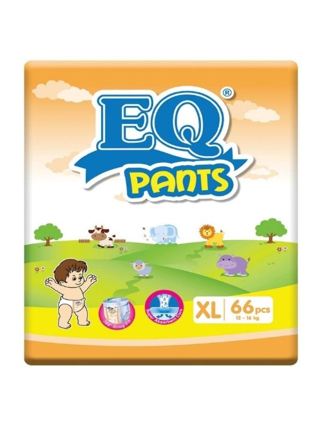 EQ Diapers and Wipes Pants Mega Pack XL (66 pcs)