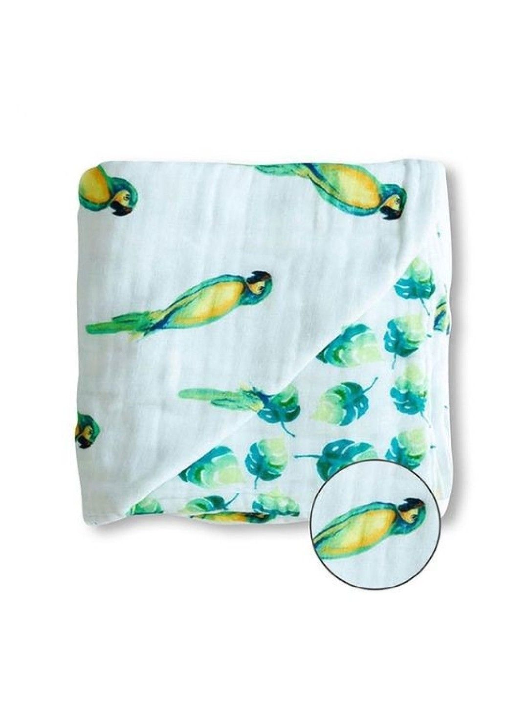 Malabar Baby Organic Muslin Snug Blankets (Reversible) - Parrots / Leaf (No Color- Image 1)