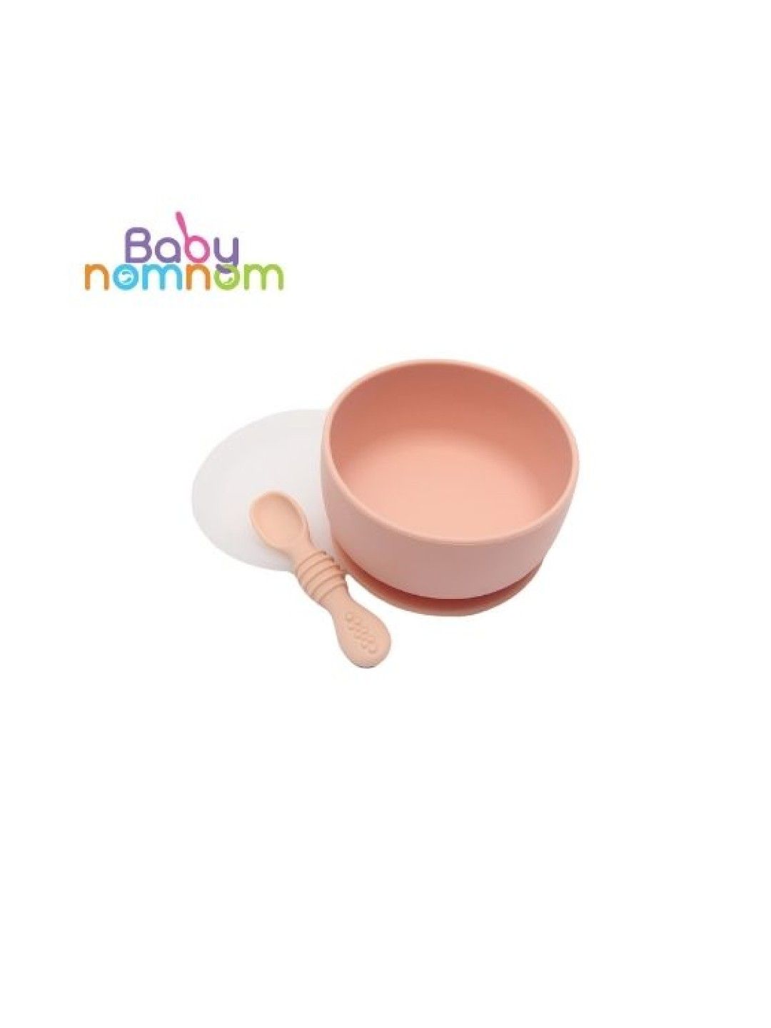 Babynomnom Silicone Bowl Feeding Set with spoon (Peach- Image 1)